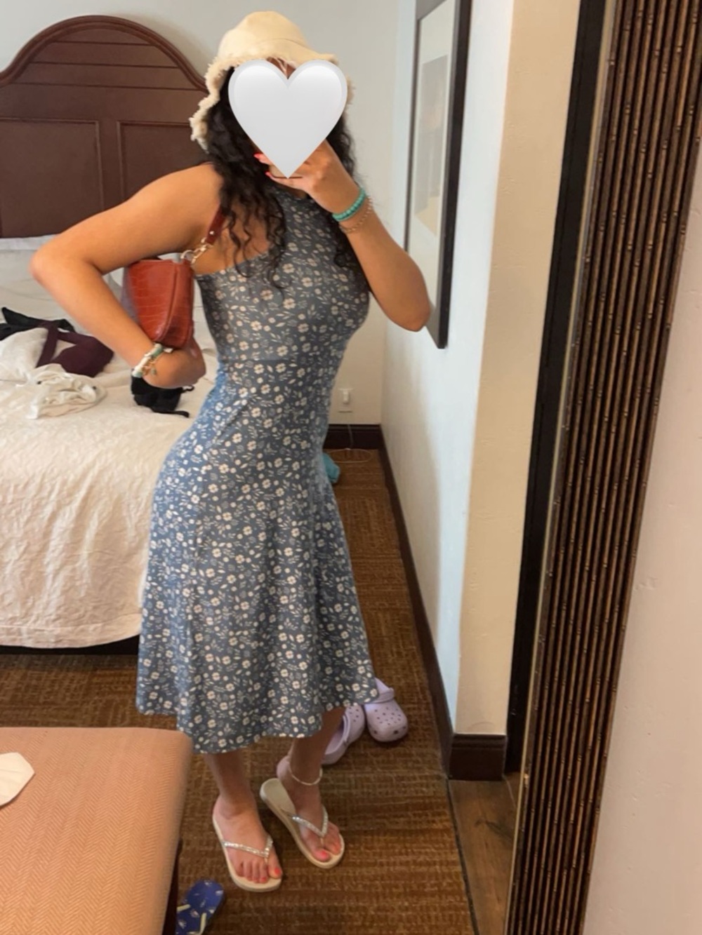 Blue Floral Midi Dress - Women's Sleeveless Summer Dress